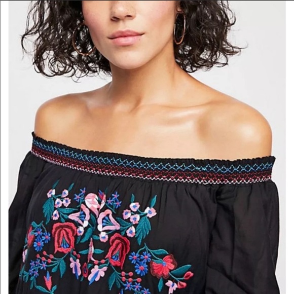 NWT FREE PEOPLE Black Sunbeams Off Shoulder Mini - Picture 5 of 8